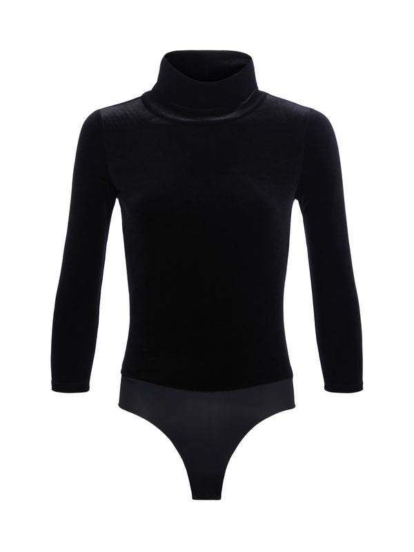L'AGENCE Aida Velvet Bodysuit In Black