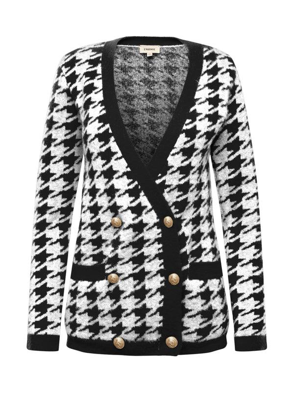 L'AGENCE Maddy Cardigan In Black/Ivory