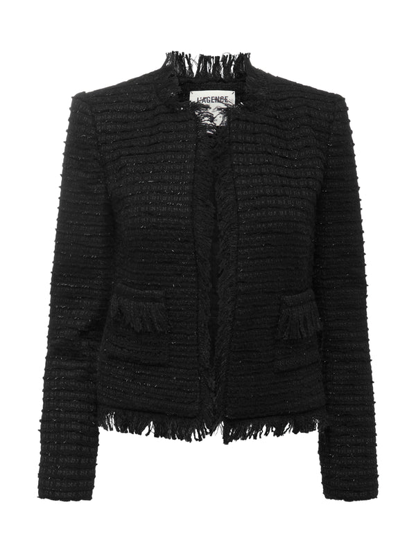 L'AGENCE Angelina Tweed Blazer In Black