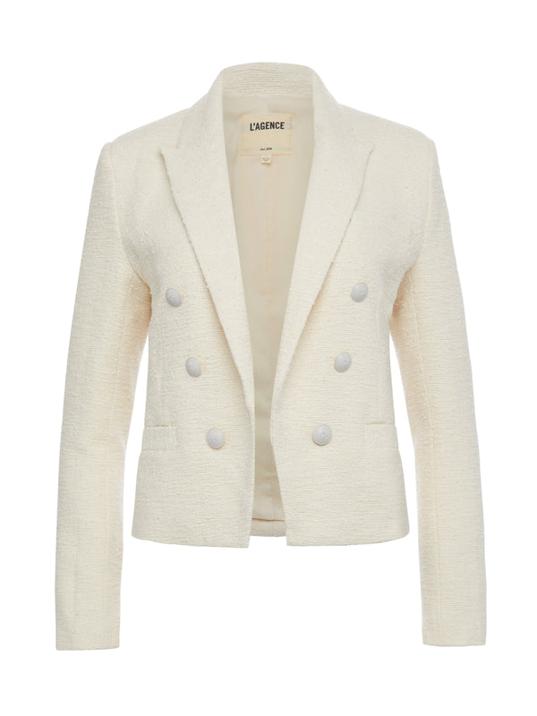 L'AGENCE Brooke Tweed Blazer In Ecru