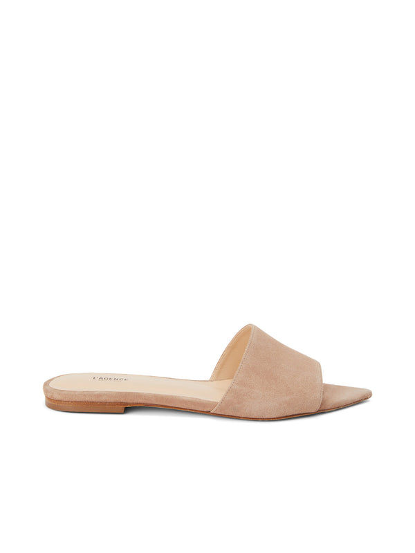 L'AGENCE Serena Flat Sandal In Cappuccino Suede