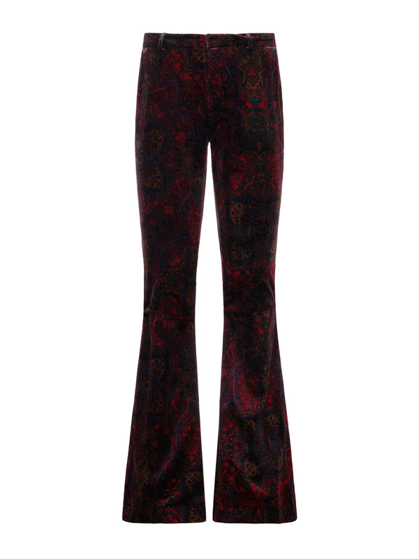L'AGENCE Lane Velvet Trouser In Black/Red Medallion Paisley