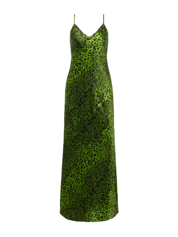L'AGENCE Serita Dress In English Ivy Multi Bright Cheetah
