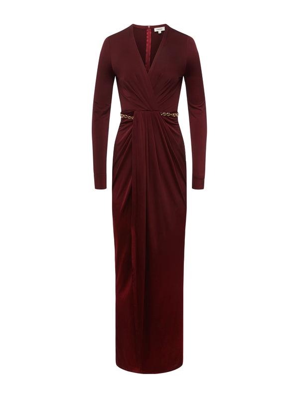 L'AGENCE Thea Dress In Black Cherry
