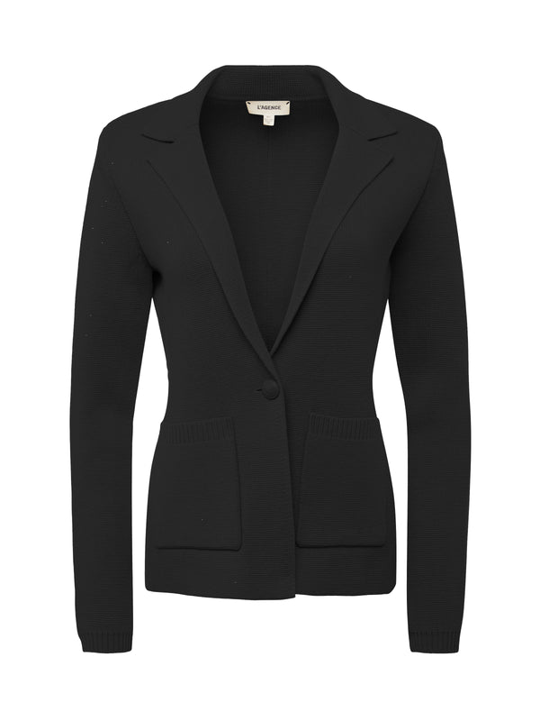 L'AGENCE Lacey Knit Blazer In Black