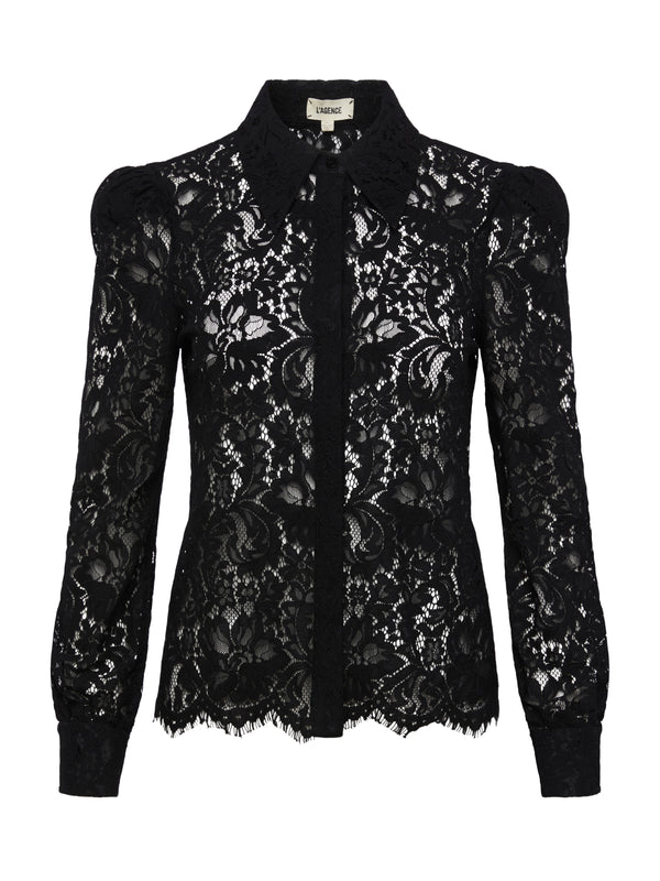 L'AGENCE Jenica Blouse In Black Lace