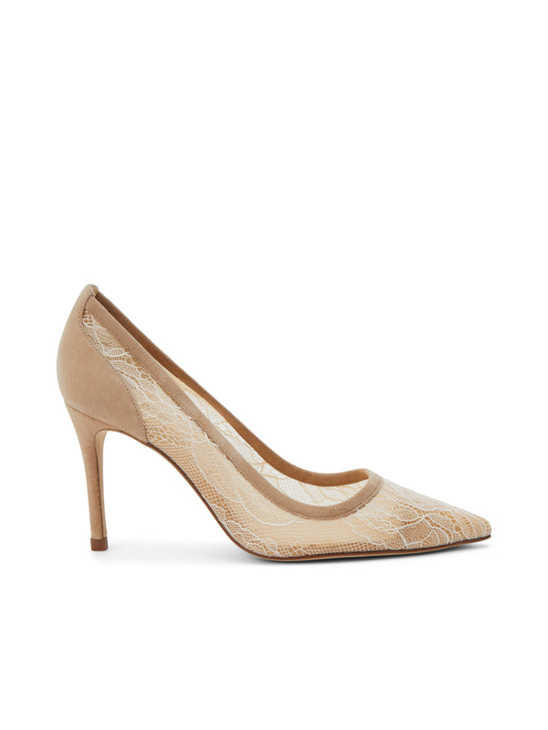 L'AGENCE Simone Pump In Nude Lace/Suede