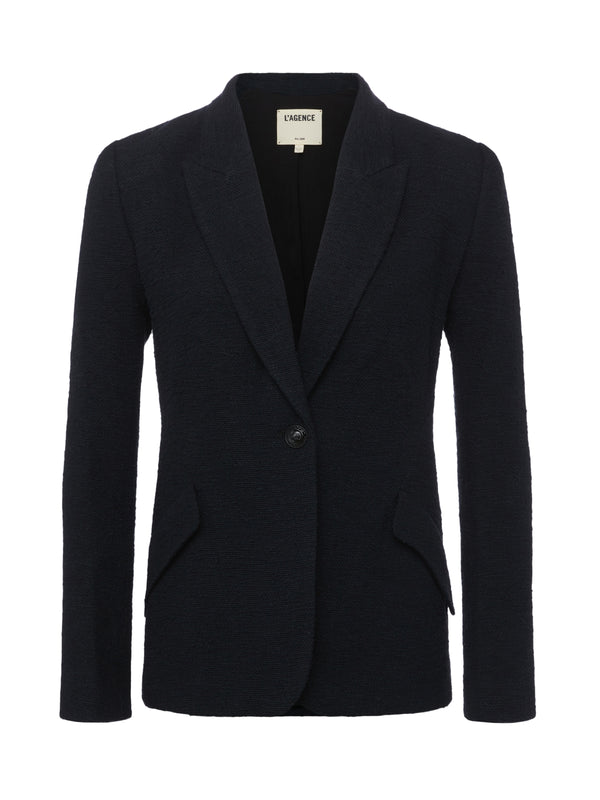 L'AGENCE Chamberlain Tweed Blazer In Black/Black