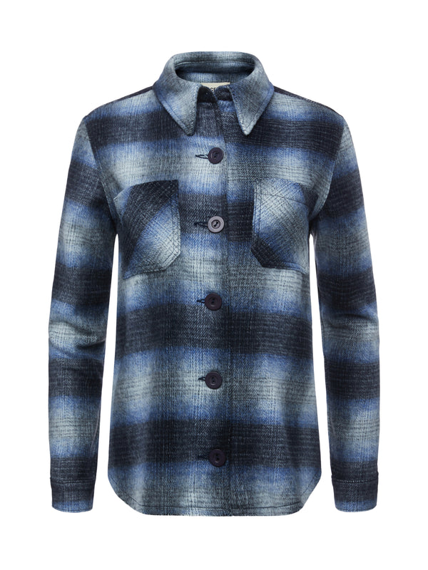 L'AGENCE Angelica Shirt Jacket In Blue/Black Plaid