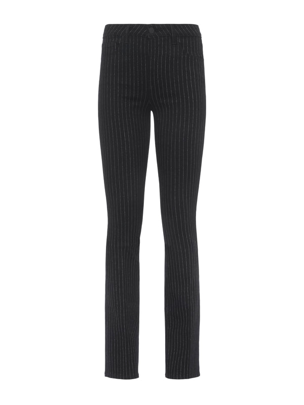 L'AGENCE Selma Jean In Black/Silver Glitter Stripe