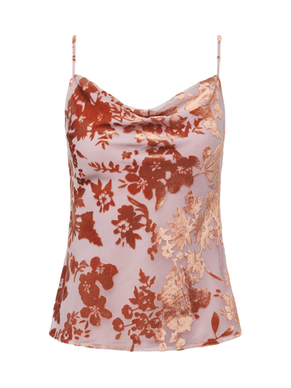 L'AGENCE Kay Camisole Tank In Mauve Floral Burnout