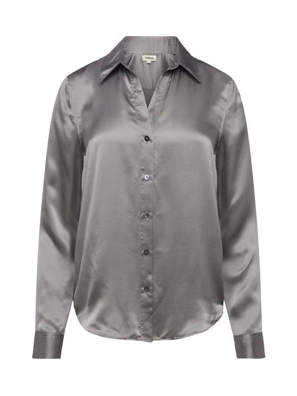 L'AGENCE Tyler Blouse In Storm Grey