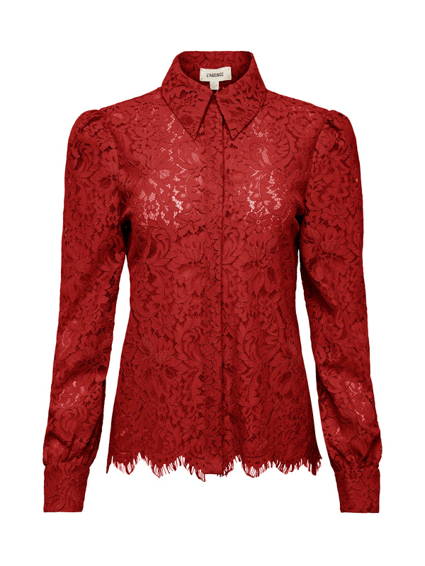 L'AGENCE Jenica Blouse In Red Dahlia