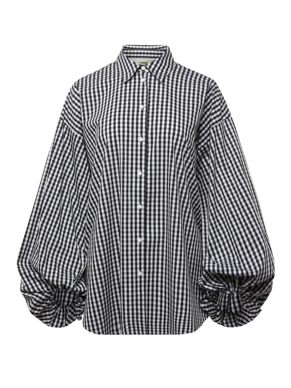 L'AGENCE Mickey Tunic Blouse In Black/White Check