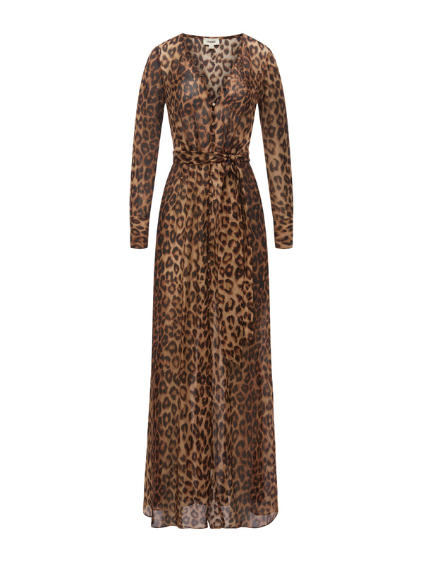 L'AGENCE Callum Dress In Dark Brown/Black Large Cheetah