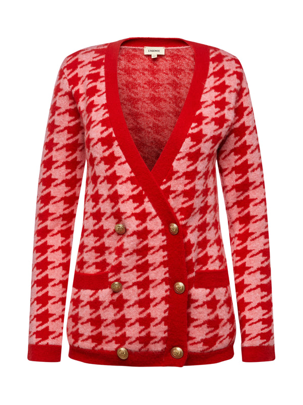 L'AGENCE Maddy Cardigan In Red/Light Pink