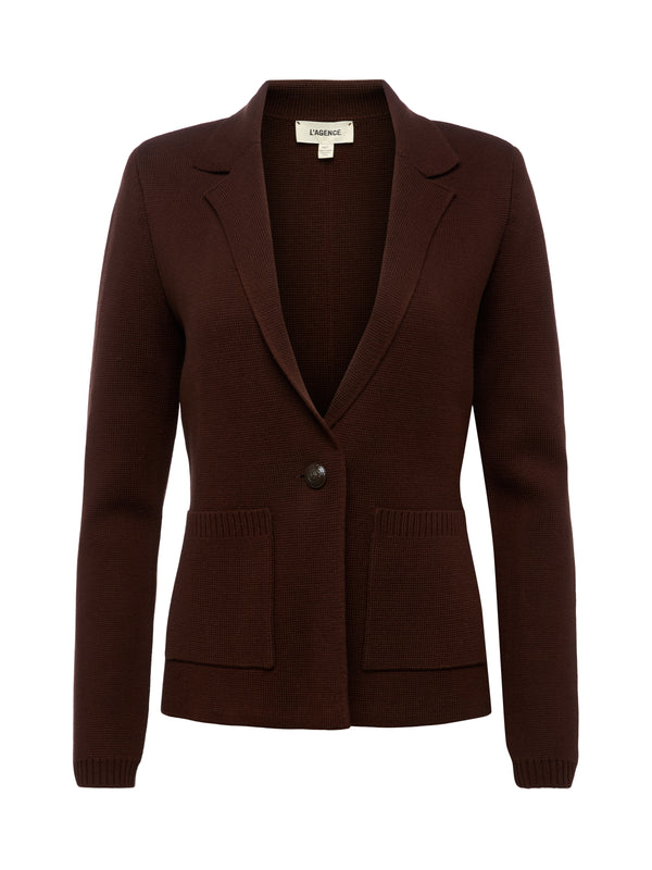 L'AGENCE Lacey Knit Blazer In Chocolate