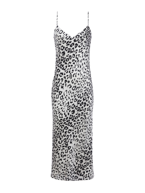 L'AGENCE Seridie Dress In White/Black Multi Large Cheetah