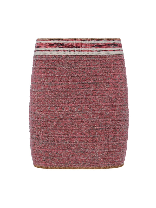 L'AGENCE Julius Tweed Skirt In Coral Rose Multi