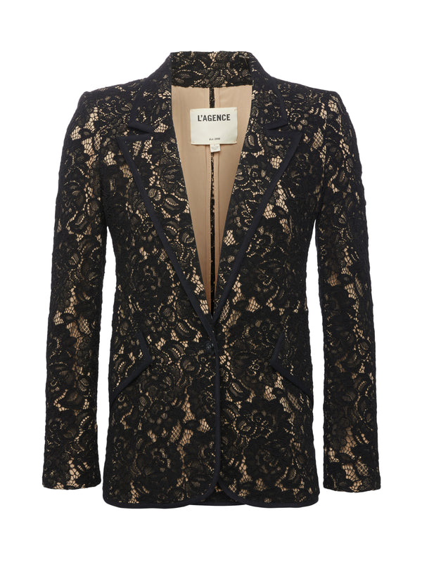 L'AGENCE Chamberlain Blazer In Black Lace