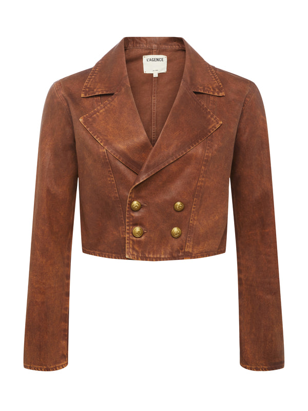 L'AGENCE Laverne Coated Jacket In Henna Mineral Coated