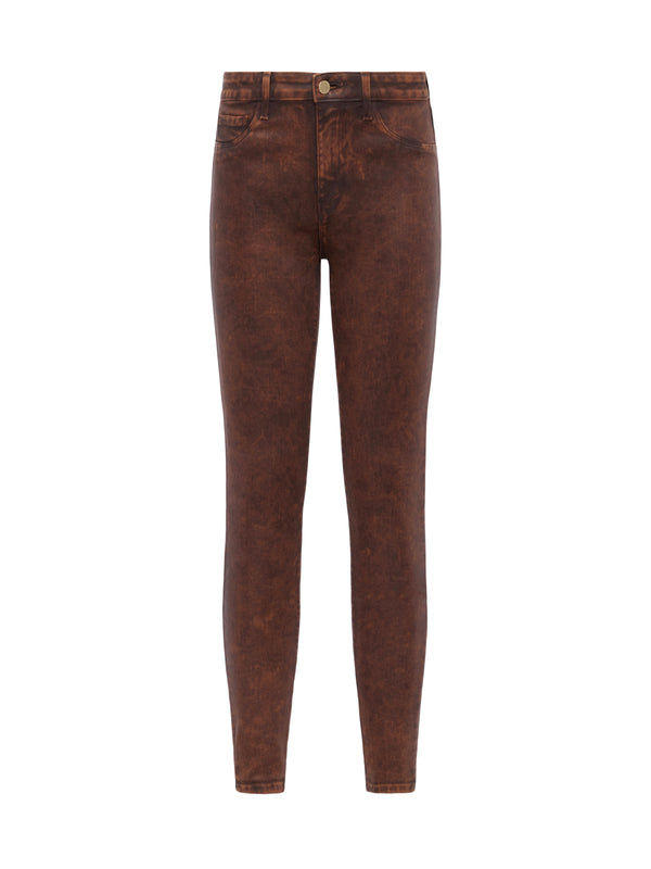 L'AGENCE Margot Coated Jean In Cocoa Mineral Coated