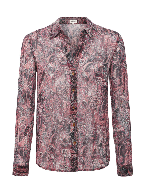 L'AGENCE Laurent Blouse In Brown Multi Neutral Paisley