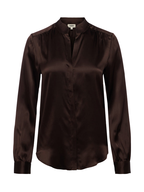 L'AGENCE Bianca Blouse In Chocolate
