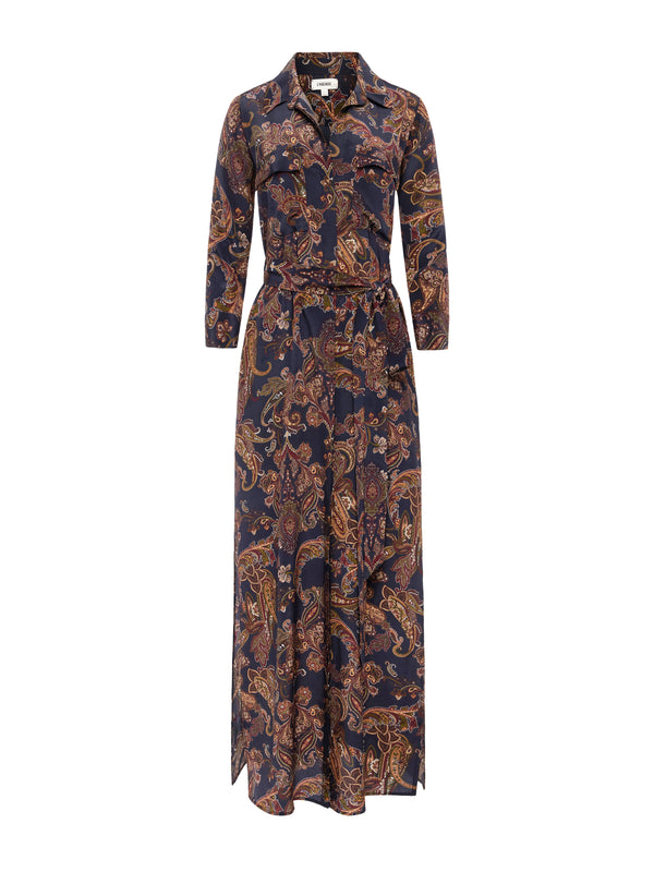 L'AGENCE Cameron Shirt Dress In Midnight Multi Large Paisley