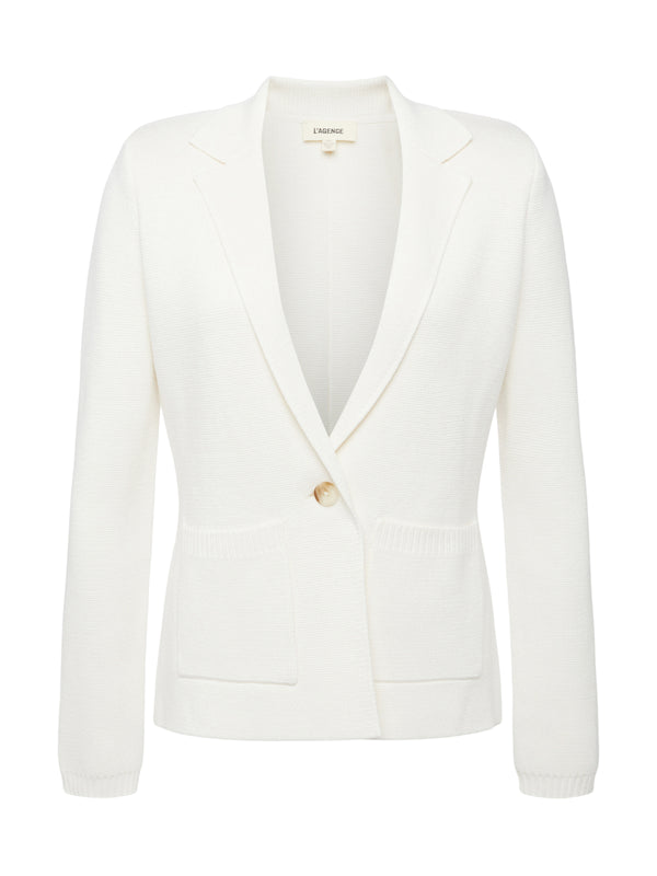 L'AGENCE Lacey Knit Blazer In Ivory