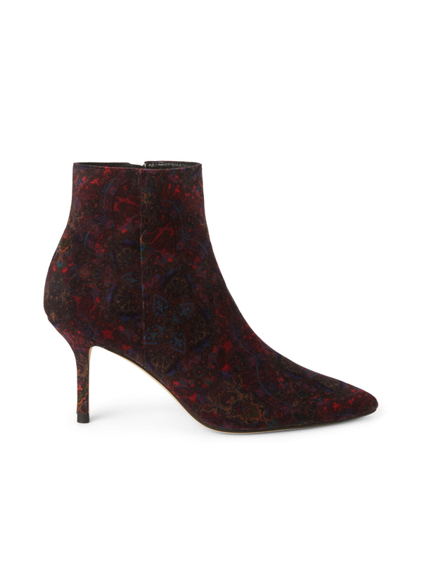 L'AGENCE Aimee Bootie In Red Paisley Velvet