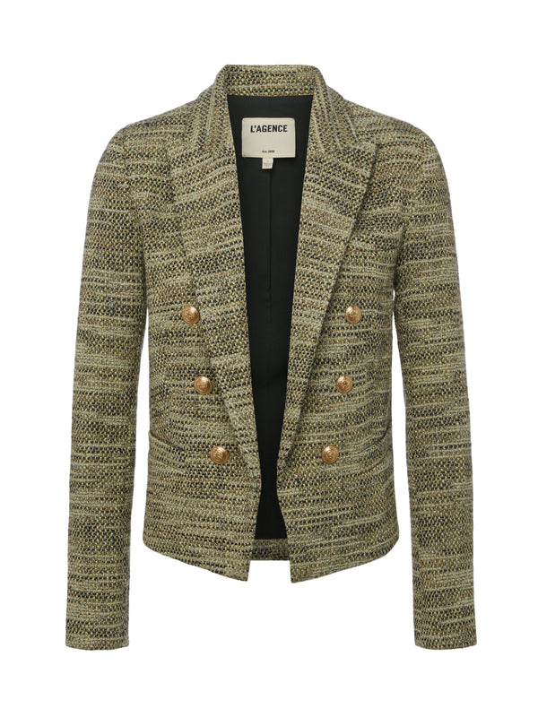 L'AGENCE Brooke Tweed Blazer in Olive Multi