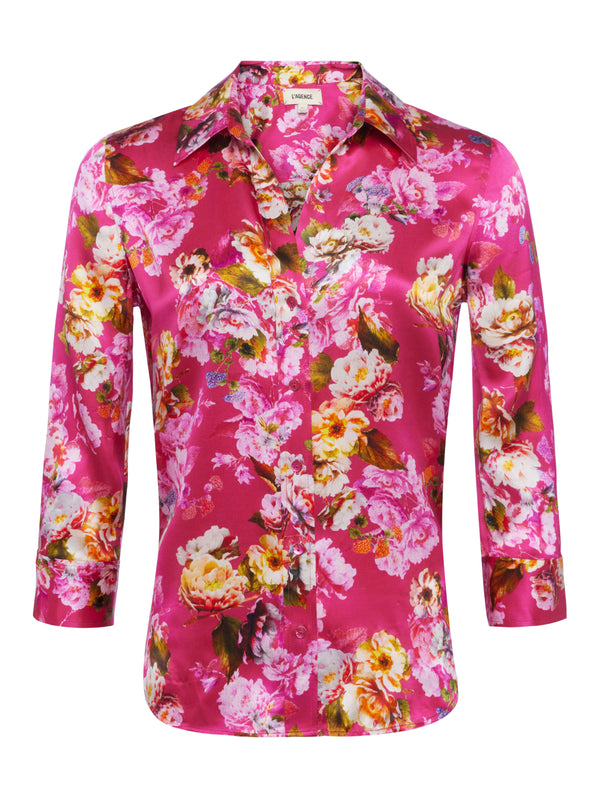 L'AGENCE Dani Blouse in Cabaret Pink Multi Moschata Rosa