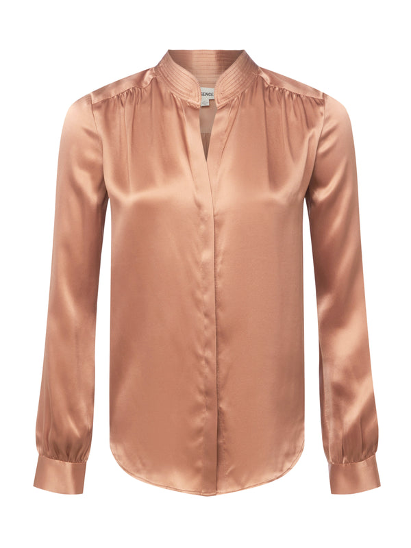 L'AGENCE Bianca Blouse in Soft Tan