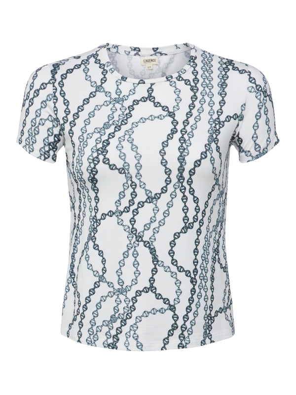 L'AGENCE Ressi Tee in Vintage White/Grey Link Signature Chain