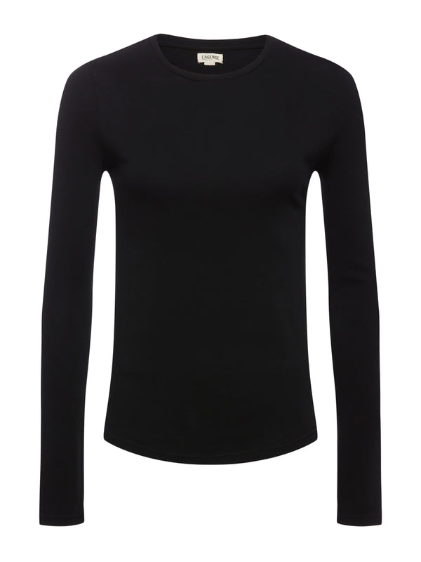 L'AGENCE Willie Long Sleeve Tee in Black