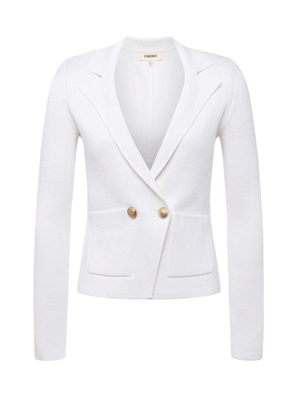 L'AGENCE Sofia Knit Blazer in Blazer White