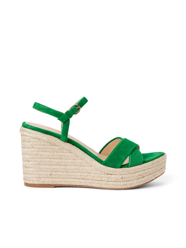 L'AGENCE Mae Platform Sandal in Amazon Green Suede
