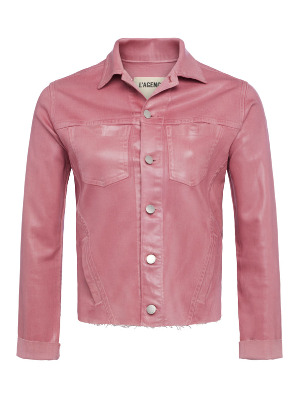 L'AGENCE Janelle Coated Jacket in Dusty Rose Coated