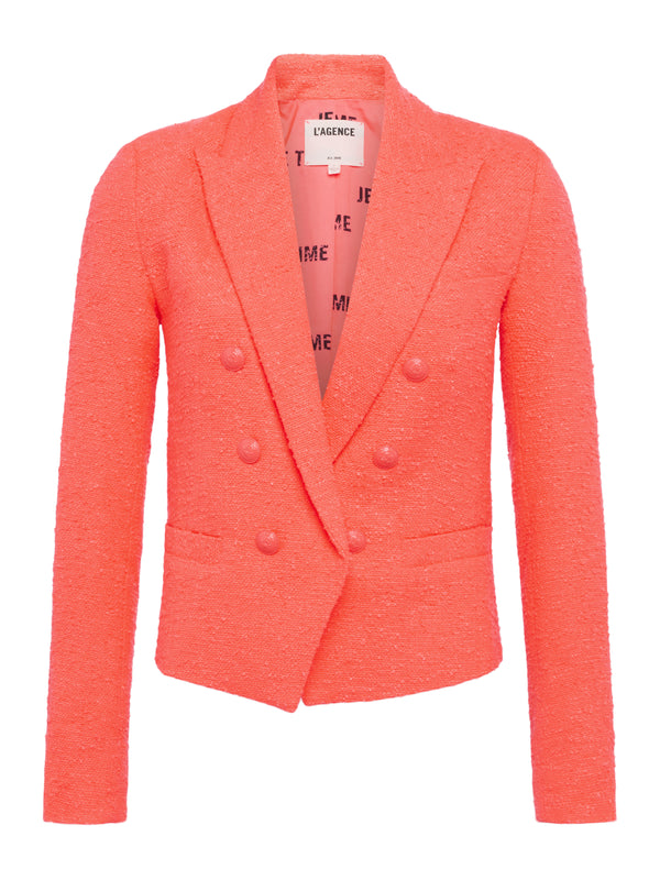 L'AGENCE Brooke Tweed Blazer in Bright Orange/Je T'Aime