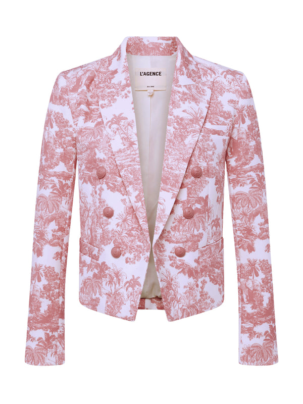 L'AGENCE Brooke Blazer in Rose Tan Multi Tropical Toile