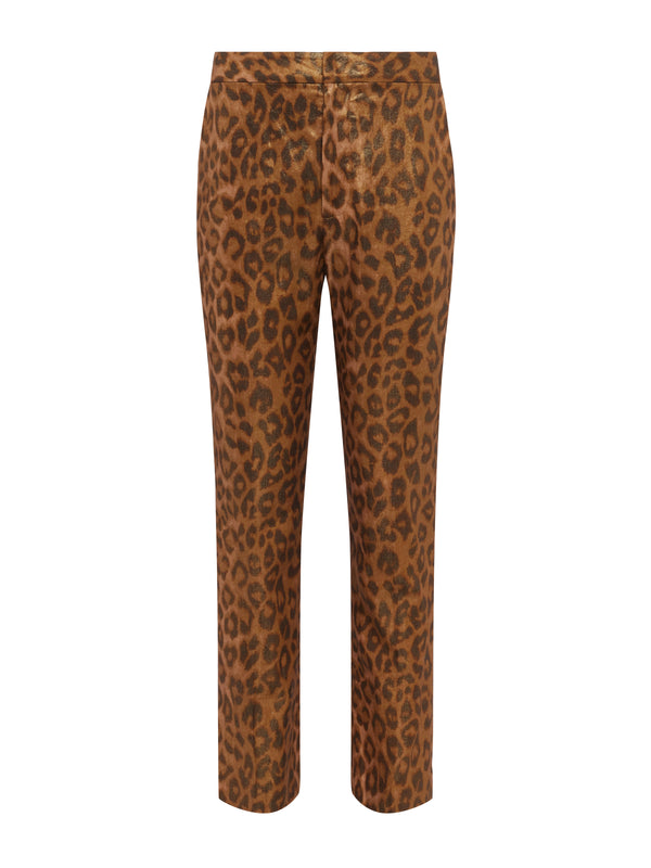 L'AGENCE Rebel Trouser in Gold Multi Foil Large Cheetah