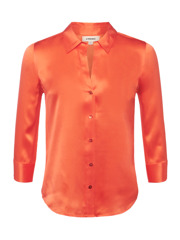 L'AGENCE Dani Blouse in Bright Orange