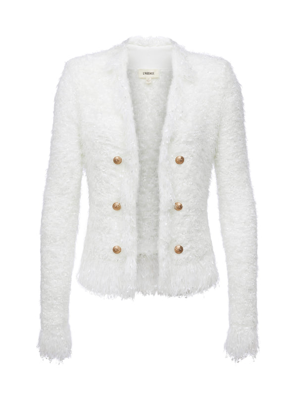 L'AGENCE Azure Cardigan Blazer in White