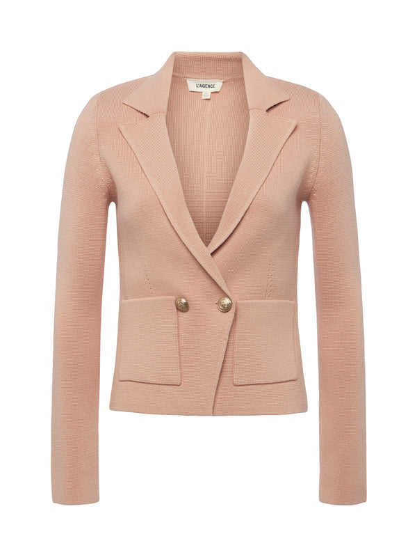 L'AGENCE Sofia Knit Blazer in Dusty Pink